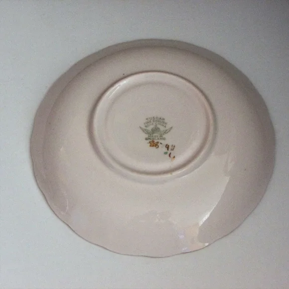 Tuscan English Fine Bone China Saucer Vintage Hand Painted Pink Blue Floral - Picture 2 of 4
